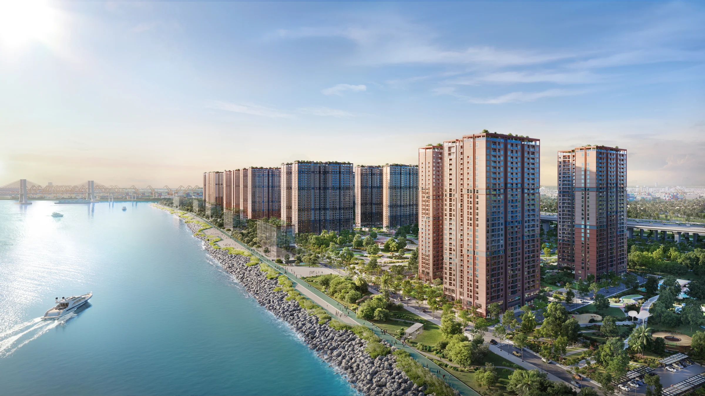 Dãy tháp The Harbor Skyline bên mặt nước